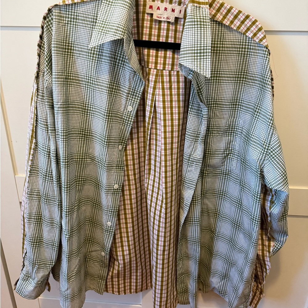 Marni Green and Brown Checkered Shirt